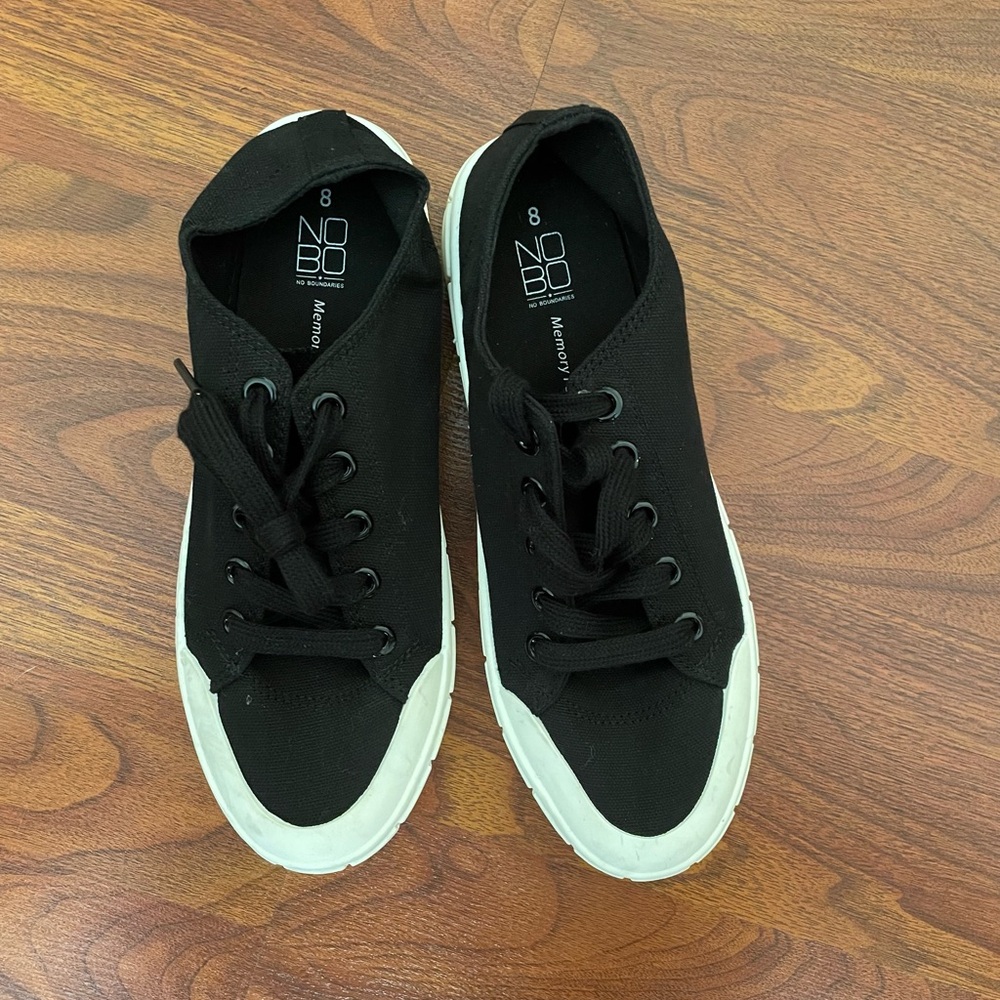 Black Canvas Sneakers with White Soles